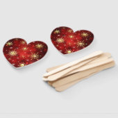 Kerstgouden sneeuwvlokken op rode achtergrond handwaaier (Niet-gemonteerd)