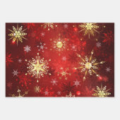 Kerstgouden sneeuwvlokken op rode achtergrond inpakpapier vel (Voorkant 2)