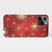 Kerstgouden sneeuwvlokken op rode achtergrond iPhone hoesje (Achterkant horizontaal)