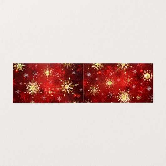 Kerstgouden sneeuwvlokken op rode achtergrond kaart (Buitenkant ongevouwen)