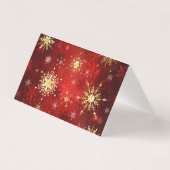 Kerstgouden sneeuwvlokken op rode achtergrond kaart (Achterkant)