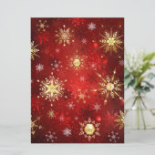 Kerstgouden sneeuwvlokken op rode achtergrond kaart (Staand voorkant)