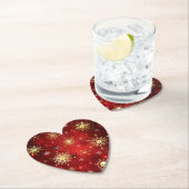 Kerstgouden sneeuwvlokken op rode achtergrond kartonnen onderzetters (Insitu)