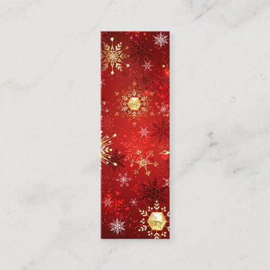 Kerstgouden sneeuwvlokken op rode achtergrond klantenkaartje (Voorkant)