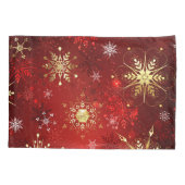Kerstgouden sneeuwvlokken op rode achtergrond kussensloop (Achterkant)