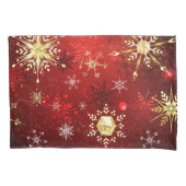 Kerstgouden sneeuwvlokken op rode achtergrond kussensloop (Voorkant)