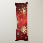 Kerstgouden sneeuwvlokken op rode achtergrond lichaamskussen (Achterkant (Verticaal))