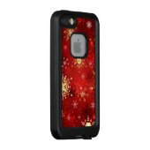 Kerstgouden sneeuwvlokken op rode achtergrond LifeProof iPhone hoesje (Achterkant / rechts)