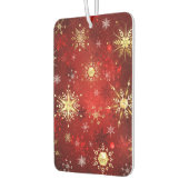 Kerstgouden sneeuwvlokken op rode achtergrond luchtverfrisser (Links)