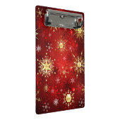 Kerstgouden sneeuwvlokken op rode achtergrond mini klembord (Schuin)