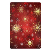Kerstgouden sneeuwvlokken op rode achtergrond mini klembord (Achterkant)