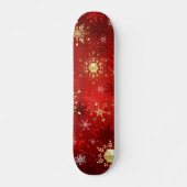 Kerstgouden sneeuwvlokken op rode achtergrond persoonlijk skateboard (Voorkant)