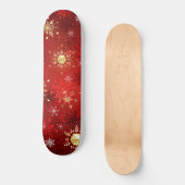 Kerstgouden sneeuwvlokken op rode achtergrond persoonlijk skateboard (Voorkant)