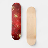 Kerstgouden sneeuwvlokken op rode achtergrond persoonlijk skateboard (Voorkant)