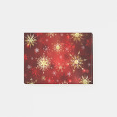 Kerstgouden sneeuwvlokken op rode achtergrond post-it® notes (Voorkant)