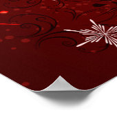 Kerstgouden sneeuwvlokken op rode achtergrond poster (Hoek)