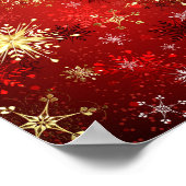 Kerstgouden sneeuwvlokken op rode achtergrond poster (Hoek)