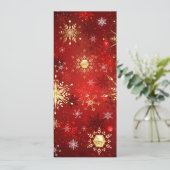 Kerstgouden sneeuwvlokken op rode achtergrond programmakaart (Staand voorkant)