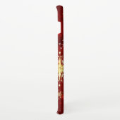 Kerstgouden sneeuwvlokken op rode achtergrond samsung galaxy hoesje (Rechterkant)