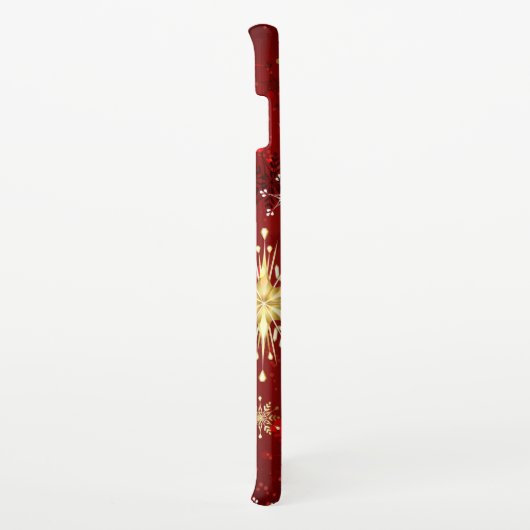 Kerstgouden sneeuwvlokken op rode achtergrond samsung galaxy hoesje (Rechterkant)