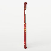 Kerstgouden sneeuwvlokken op rode achtergrond samsung galaxy hoesje (Linkerkant)