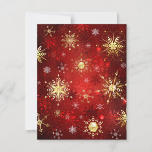 Kerstgouden sneeuwvlokken op rode achtergrond save the date