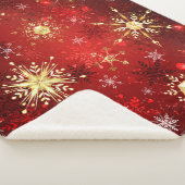 Kerstgouden sneeuwvlokken op rode achtergrond sherpa deken (3/4)