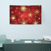 Kerstgouden sneeuwvlokken op rode achtergrond spandoek (Beurs)
