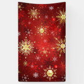 Kerstgouden sneeuwvlokken op rode achtergrond spandoek (Verticaal)