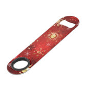 Kerstgouden sneeuwvlokken op rode achtergrond speed flessenopener (Achterkant Gekanteld)