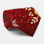 Kerstgouden sneeuwvlokken op rode achtergrond stropdas (Opgerold)