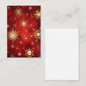 Kerstgouden sneeuwvlokken op rode achtergrond visitekaartje (Voorkant / Achterkant)