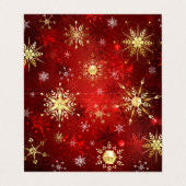 Kerstgouden sneeuwvlokken op rode achtergrond visitekaartje (Buitenkant ongevouwen)
