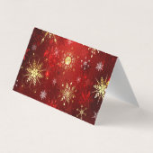 Kerstgouden sneeuwvlokken op rode achtergrond visitekaartje (Achterkant)