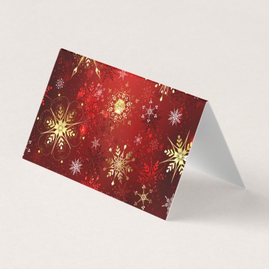 Kerstgouden sneeuwvlokken op rode achtergrond visitekaartje (Achterkant)