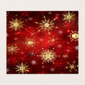 Kerstgouden sneeuwvlokken op rode achtergrond visitekaartje (Buitenkant ongevouwen)