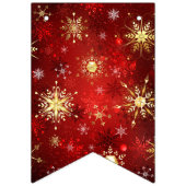 Kerstgouden sneeuwvlokken op rode achtergrond vlaggetjes (Tweede vlag)