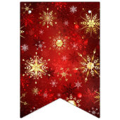 Kerstgouden sneeuwvlokken op rode achtergrond vlaggetjes (Derde vlag)