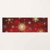 Kerstgouden sneeuwvlokken op rode achtergrond yogamat (Achterkant (horizontaal))