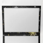 Kerstgouden sneeuwvlokken op zwarte achtergrond drieluik uitnodiging (Binnenzijde eerst)