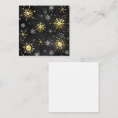Kerstgouden sneeuwvlokken op zwarte achtergrond informatiekaartje (Voorkant / Achterkant)