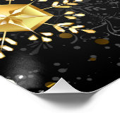 Kerstgouden sneeuwvlokken op zwarte achtergrond perfect poster (Hoek)