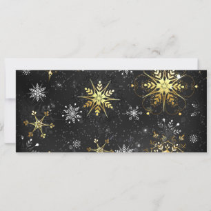 Kerstgouden sneeuwvlokken op zwarte achtergrond save the date