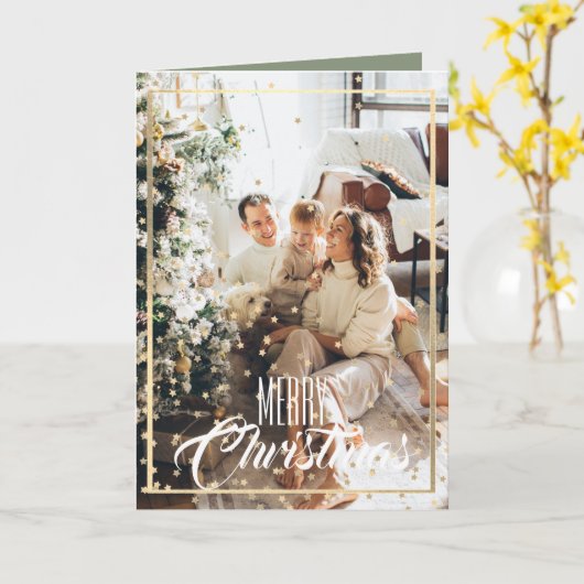 Kerstgouden ster met foto's met kerstkaart kaart (Gele Bloem)