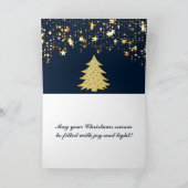 Kerstgouden sterren, Baubles, Boom en Bericht Feestdagen Kaart (Binnen)