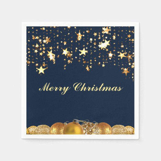 Kerstgouden sterren, Baubles, Boom en Bericht Servet (Voorkant)