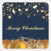 Kerstgouden sterren, Baubles, Boom en Bericht Vierkante Sticker (Voorkant)