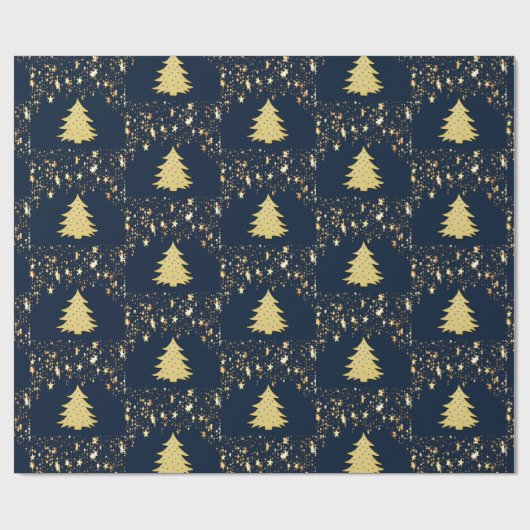 Kerstgouden sterren en bomen met Baubles, ZSSG Cadeaupapier (Vlak)