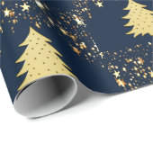 Kerstgouden sterren en bomen met Baubles, ZSSG Cadeaupapier (Rol Hoek)