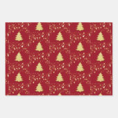 Kerstgouden sterren en bomen met Baubles, ZSSG Inpakpapier Vel (Voorkant 3)